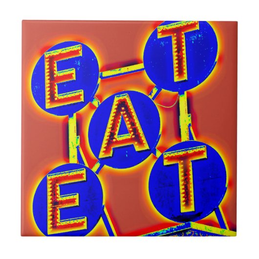 rode/blauwe eettegel tegeltje (Voorkant)