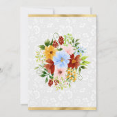 Rode, blauwe en gele bloemen goud Sweet 16 Bedankkaart (Achterkant)