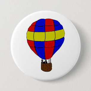 Rode Blauwe en Gele Heet Lucht Ballon Ronde Button 7,6 Cm