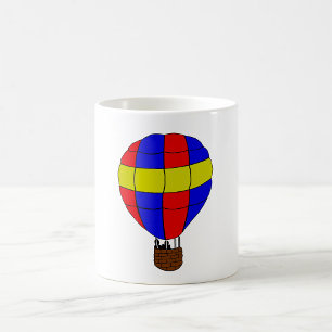 Rode Blauwe en Gele Heet Luchtballon Koffiemok