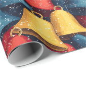 Rode, blauwe en gele kerstbellen cadeaupapier (Rol Hoek)