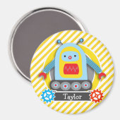 Rode, blauwe en gele robot; witte strepen magneet (Voorkant / Achterkant)