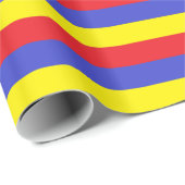 Rode, blauwe en gele strepen cadeaupapier (Rol Hoek)