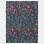 Rode, blauwe en groene Abstracte Floral op zwart Fleece Deken (Voorkant)
