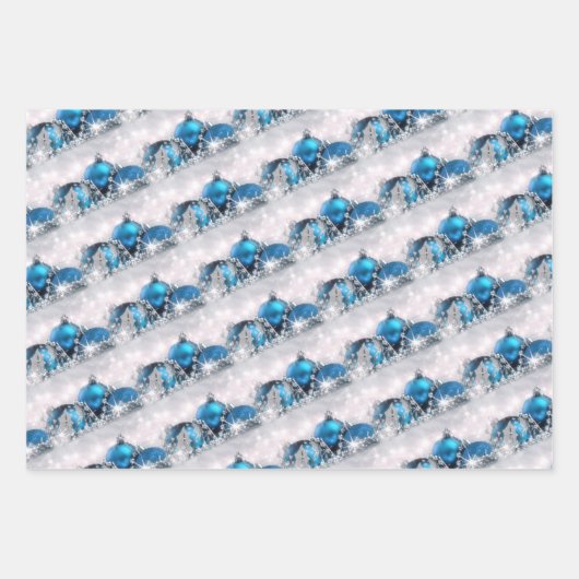 Rode Blauwe en Groene kerstversieringen Inpakpapier Vel (Voorkant 2)