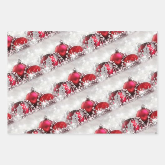 Rode Blauwe en Groene kerstversieringen Inpakpapier Vel (Voorkant)