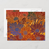 Rode blauwe en Oranje bloemen Briefkaart (Voorkant / Achterkant)