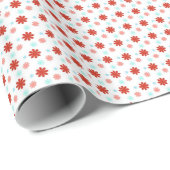 Rode blauwe en roze bloemen inpakpapier (Rol Hoek)