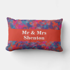 Rode, blauwe en roze druppels Abstract Kussen