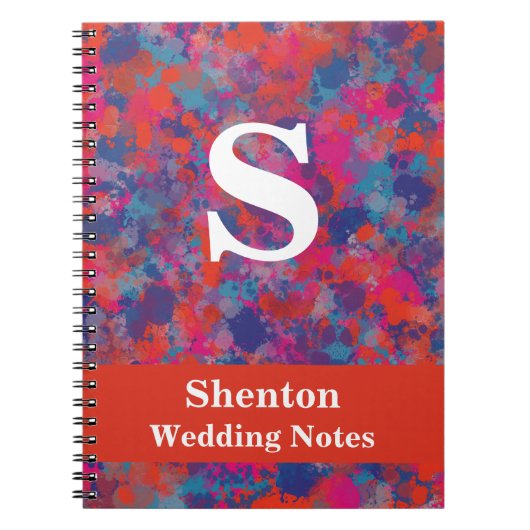 Rode, blauwe en roze druppels Abstract persoonlijk Notitieboek (Voorkant)