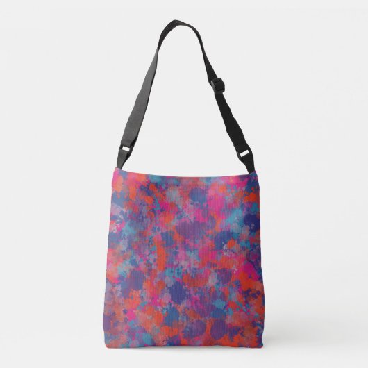 Rode, blauwe en roze druppels Abstracte handdoek Crossbody Tas (Achterkant)
