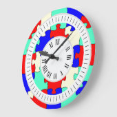 Rode, blauwe en witte puzzel met uren en minuten grote klok (Hoek)