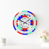 Rode, blauwe en witte puzzel met uren en minuten grote klok (Huis)
