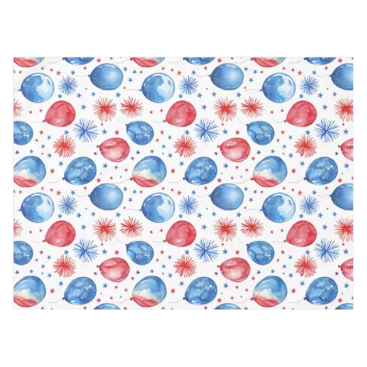 Rode Blauwe Feestelijke Ballonnen 4th Juli Tafelkl Tafelkleed (Voorkant (Horizontaal))