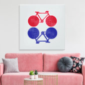 rode blauwe fietsen met gespiegelde fietsdecor canvas afdruk (Insitu (Woonkamer))