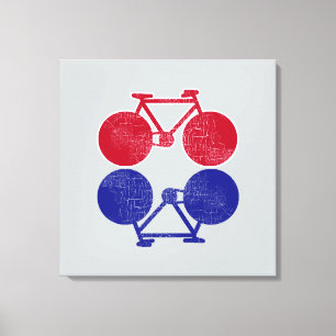 rode blauwe fietsen met gespiegelde fietsdecor canvas afdruk