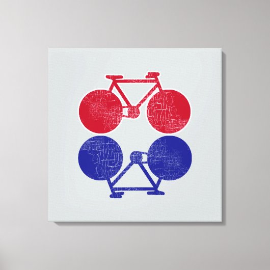 rode blauwe fietsen met gespiegelde fietsdecor canvas afdruk (Voorkant)