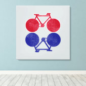 rode blauwe fietsen met gespiegelde fietsdecor canvas afdruk (Insitu (Houten vloer))