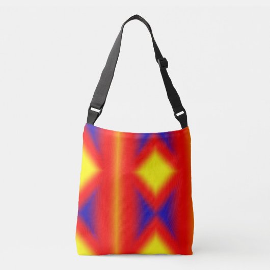 Rode blauwe gele abstracte kleur, aangepast om uw crossbody tas (Voorkant)