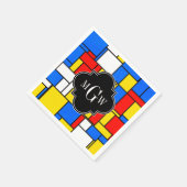 Rode Blauwe Gele Mondrian Blk Quatrefoil 3 Servetten (Hoek)