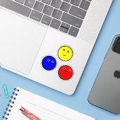 Rode, Blauwe, Gele Primaire Kleuren Sticker (Laptop met iPhone)