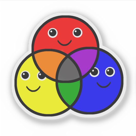 Rode Blauwe Gele Primaire Kleuren Sticker (Voorkant)