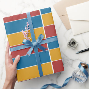 Rode Blauwe Gele Strepen Cadeaupapier