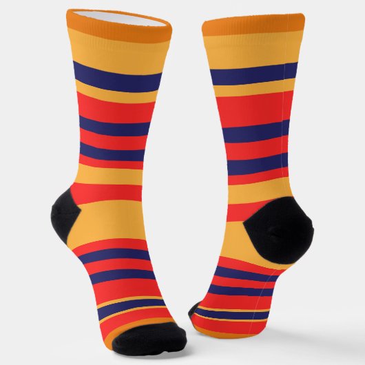 Rode Blauwe Gele Stripes Sokken (Gebogen)