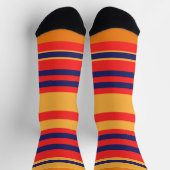 Rode Blauwe Gele Stripes Sokken (Top)