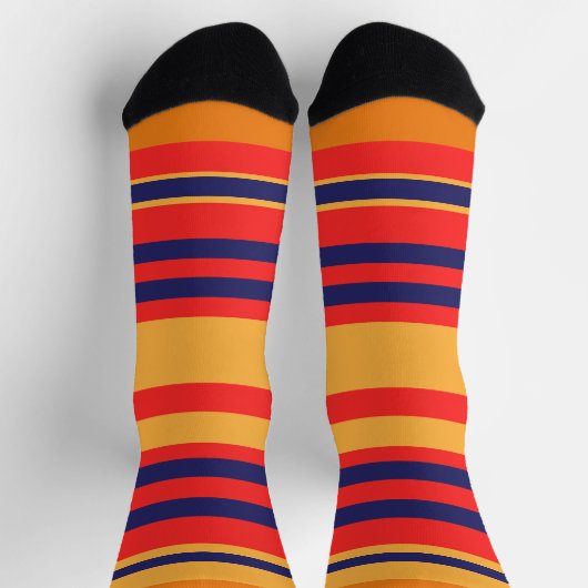 Rode Blauwe Gele Stripes Sokken (Top)