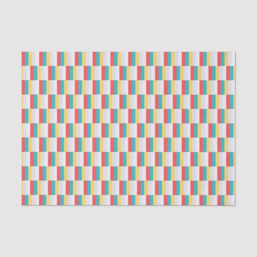Rode Blauwe Gele Stripes Tissuepapier (Voorkant)