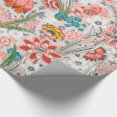 RODE BLAUWE GELE WILDE BLOEMEN TULPEN,BLADEREN FLO CADEAUPAPIER (Hoek)