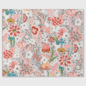 RODE BLAUWE GELE WILDE BLOEMEN TULPEN,BLADEREN FLO CADEAUPAPIER (Vlak)