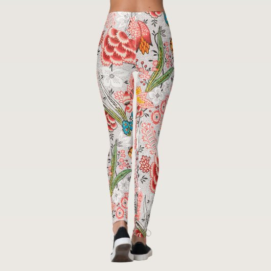 RODE BLAUWE GELE WILDE BLOEMEN TULPEN,BLADEREN FLO LEGGINGS (Achterkant)