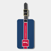 Rode Blauwe Gepersonaliseerde Monogram Golfer Bagagelabel (Voorkant verticaal)