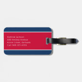 Rode Blauwe Gepersonaliseerde Monogram Golfer Bagagelabel (Achterkant horizontaal)