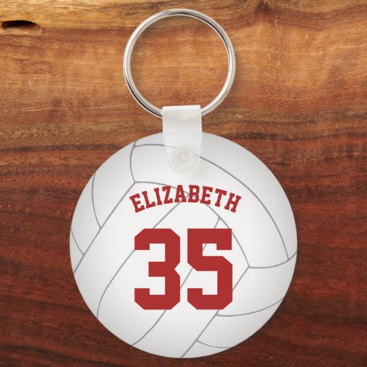 rode blauwe girly volleybal met naam schoolteam sleutelhanger (Achterkant)