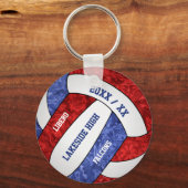 rode blauwe girly volleybal met naam schoolteam sleutelhanger (Voorkant)