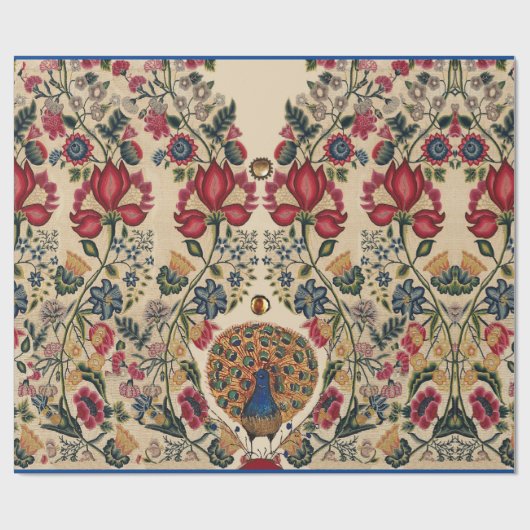 RODE BLAUWE GLOEISTROMEN EN PEACOCK Antiek Florenz Cadeaupapier (Vlak)