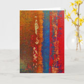 Rode, Blauwe, Gouden Abstracte Groet, Spatie Kaart (Gele Bloem)