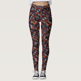 Rode, blauwe, gouden en zilveren pailletten leggings