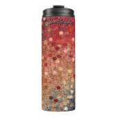 Rode Blauwe Gouden Glitter Stippen Thermosbeker (Voorkant)