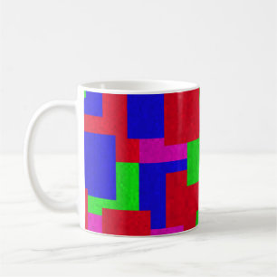 Rode blauwe groene Abstracte mozaïekblokkleuren, Koffiemok