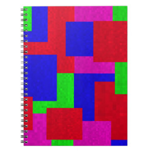 Rode blauwe groene Abstracte mozaïekblokkleuren, Notitieboek