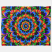Rode Blauwe Groene Fractal Flower Fleece Deken (Voorkant (Horizontaal))