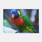 Rode blauwe groene lorikeet vogel stijlvolle fotog deurmat (Voorkant)