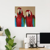 Rode, blauwe, groene Macaws (papegaaien) Poster (Thuiskantoor)