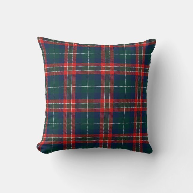 Rode blauwe groene tartan kussen kerst (Voorkant)