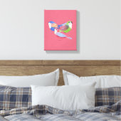 Rode Blauwe Groene Vogels Folk Art Canvasprint Canvas Afdruk (Insitu (Slaapkamer))