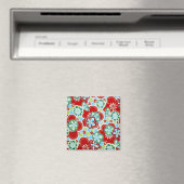 Rode, blauwe, groene & witte bloemen magneet (Insitu (Vaatwasser))